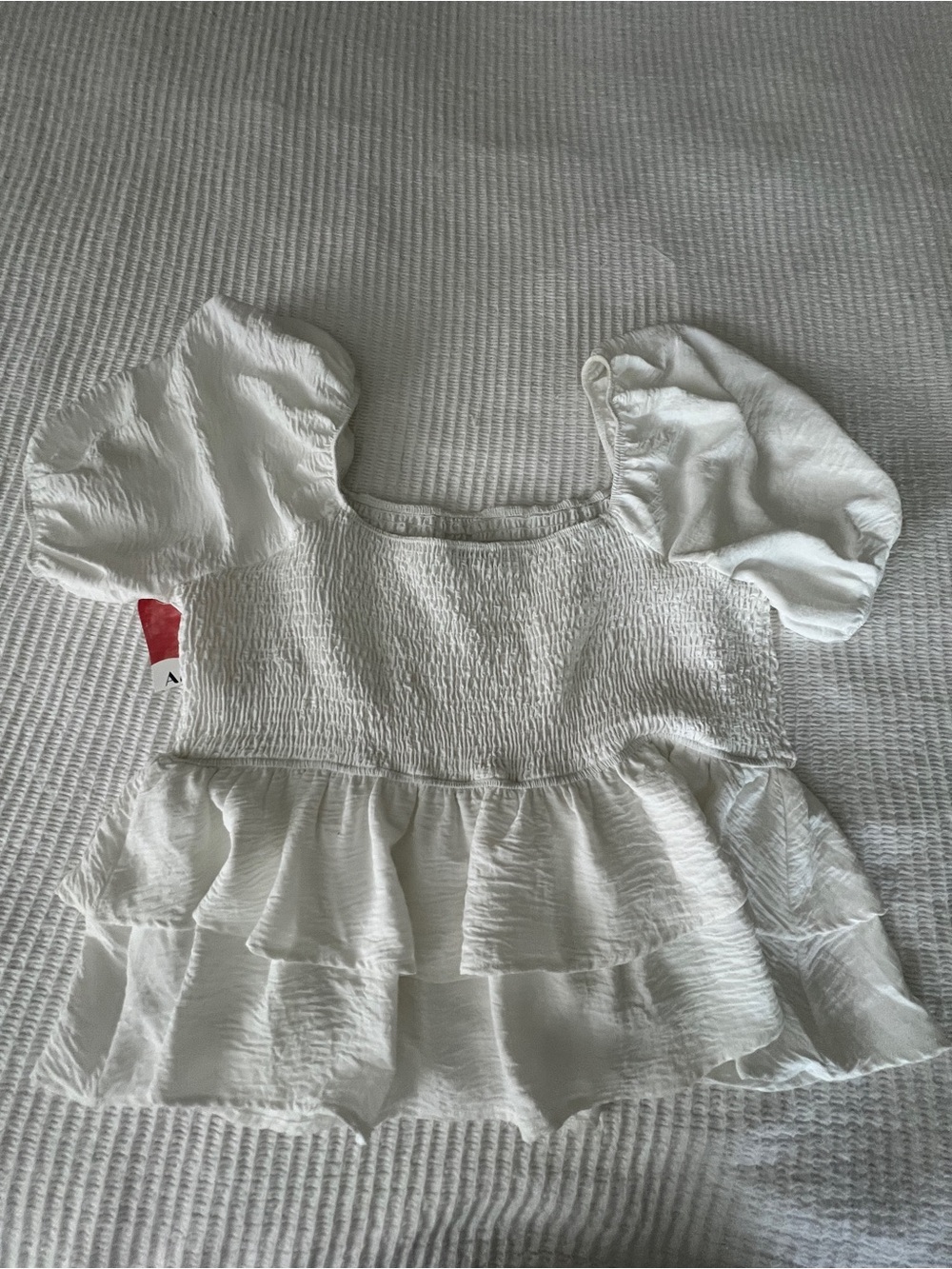 Arula White Puff Sleeve Smocked Peplum Top Size 2X - NWT - Picture 5 of 5